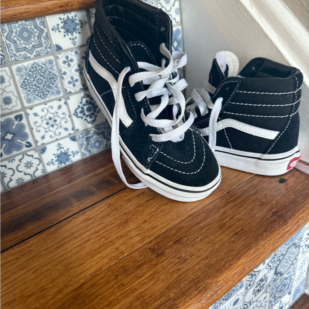 Vans Kids Black and White High-Top Sneakers
